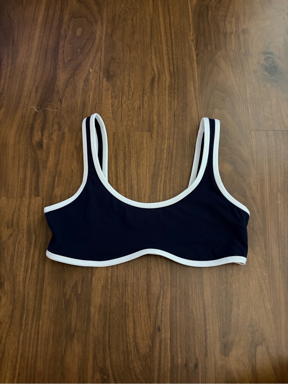 Athleta Navy Bralette with White Trim